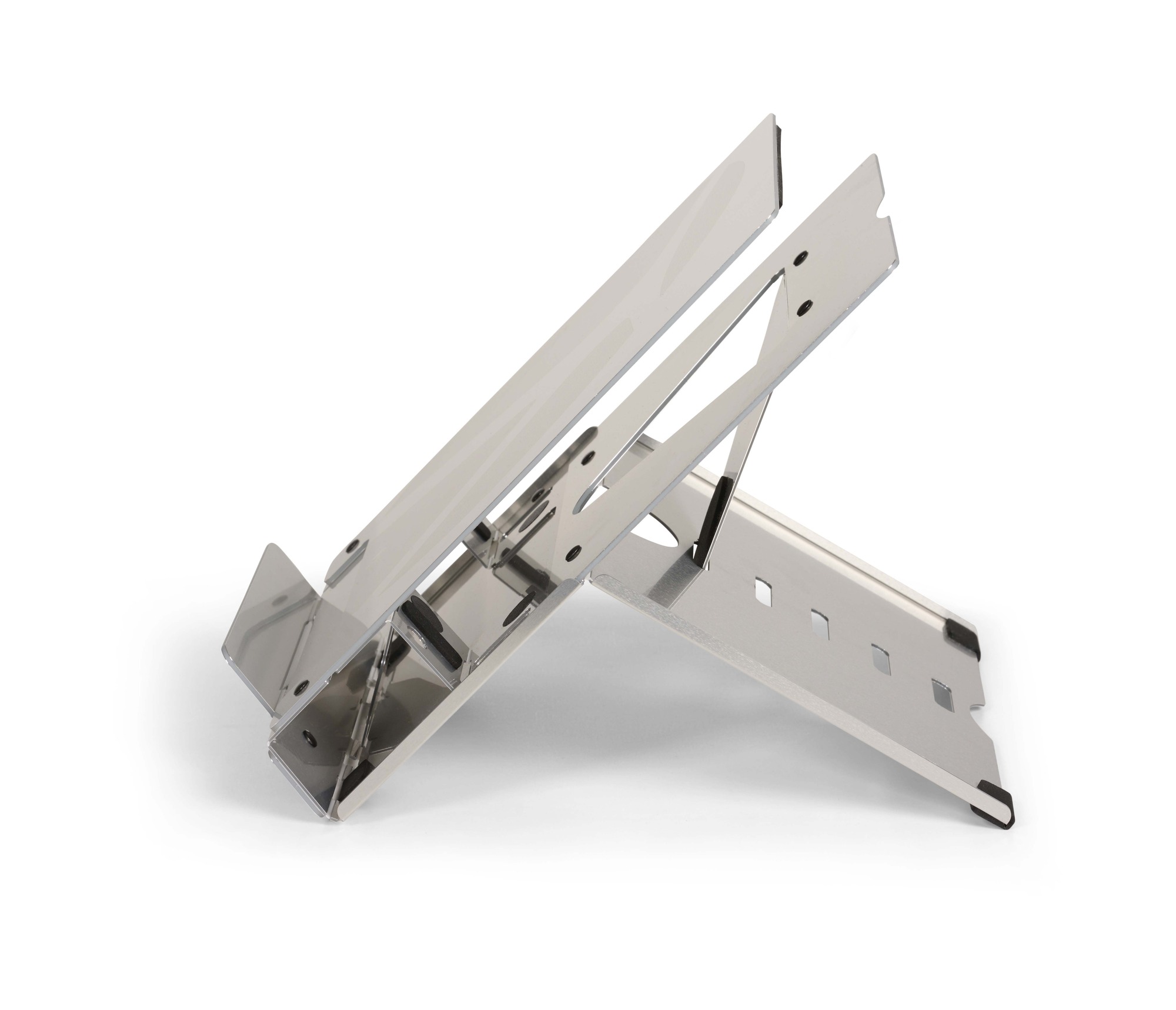 BakkerElkhuizen Ergo-Q 260 laptop stand showing rear support arms and height adjustment mechanism.