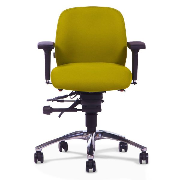 Ergochair Adapt 610 ergonomic chair, upholstered in dark yellow. image is front facing