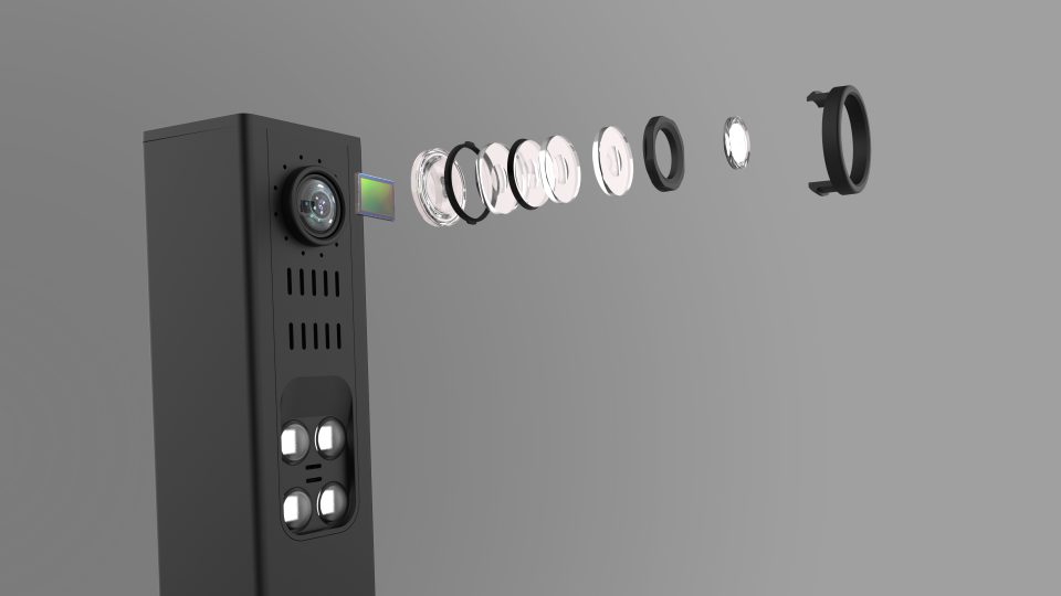 IRIScan Desk 6 deconstructed, image shows the inside of the lense expanded so you acan see all components