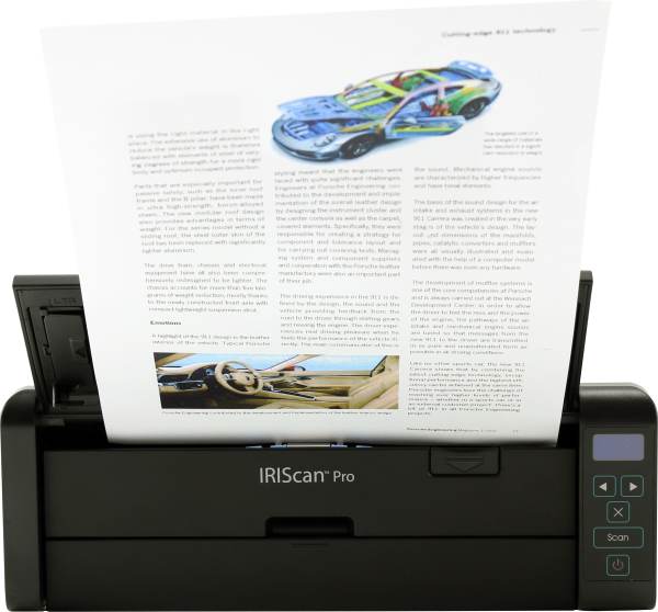 IRIScan Pro 5 scanning page of text and images