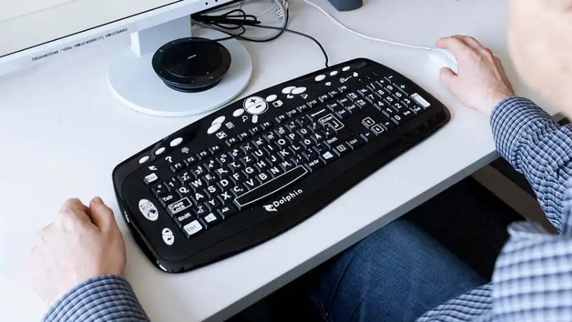 Dolphin large print keyboard in use