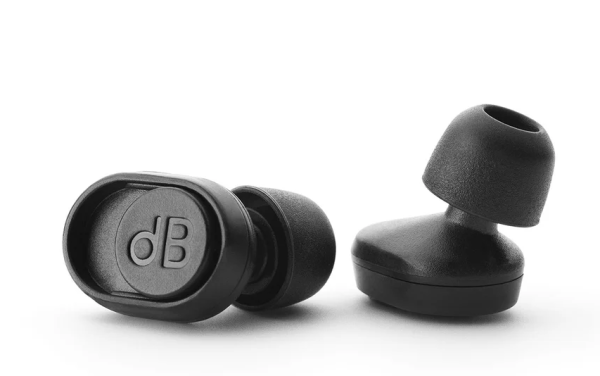 dBud earplugs on white background