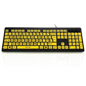 High Visibility Large Legend Keyboard features bold black text on yellow keys