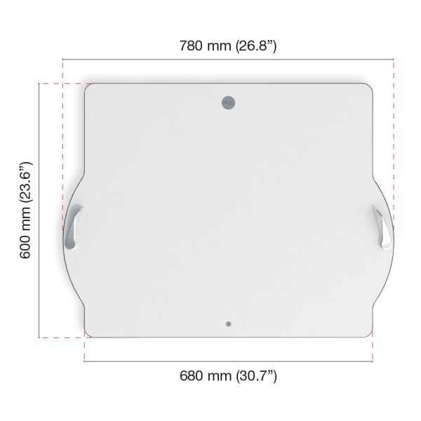 image shows the dimensions of the device. 780mm X 600mm