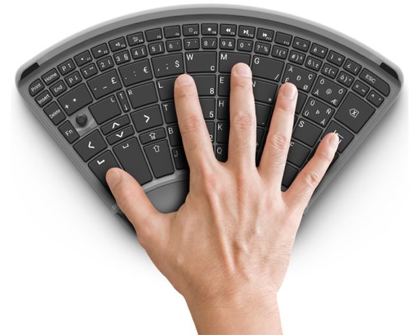 TiPY One-Handed Keyboard from above with right hand placed on it