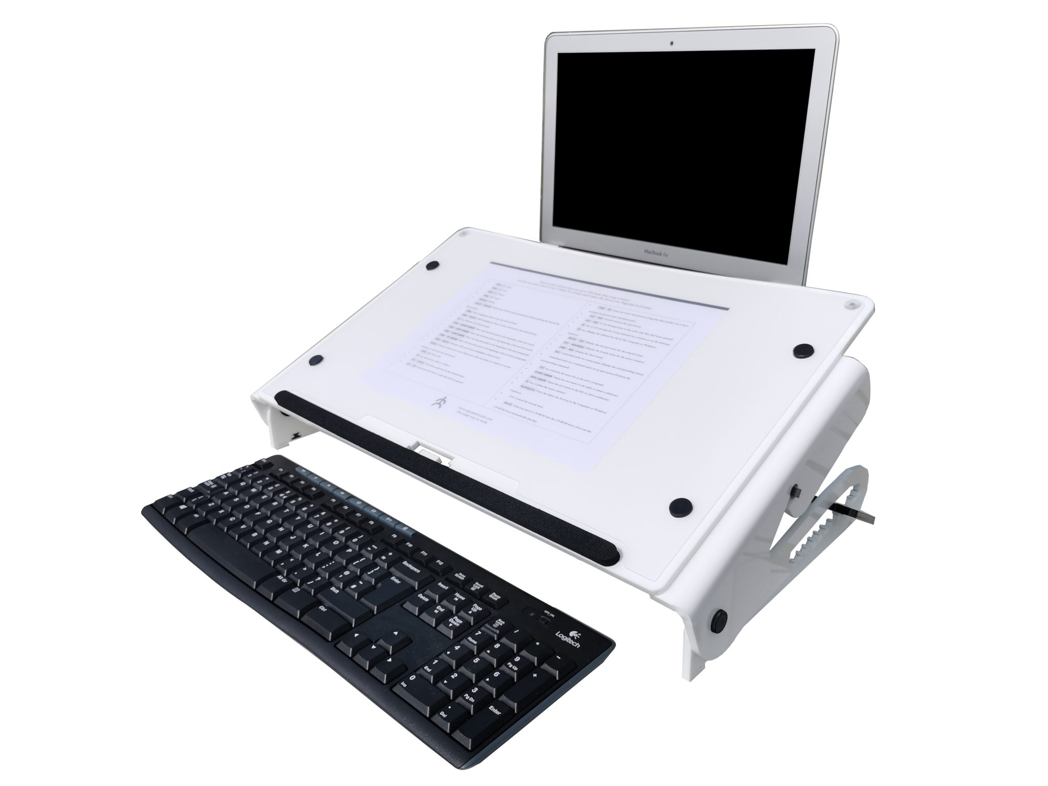 Ergonomic Café U Slope Pro with keyboard and laptop setup for ergonomic workstation use