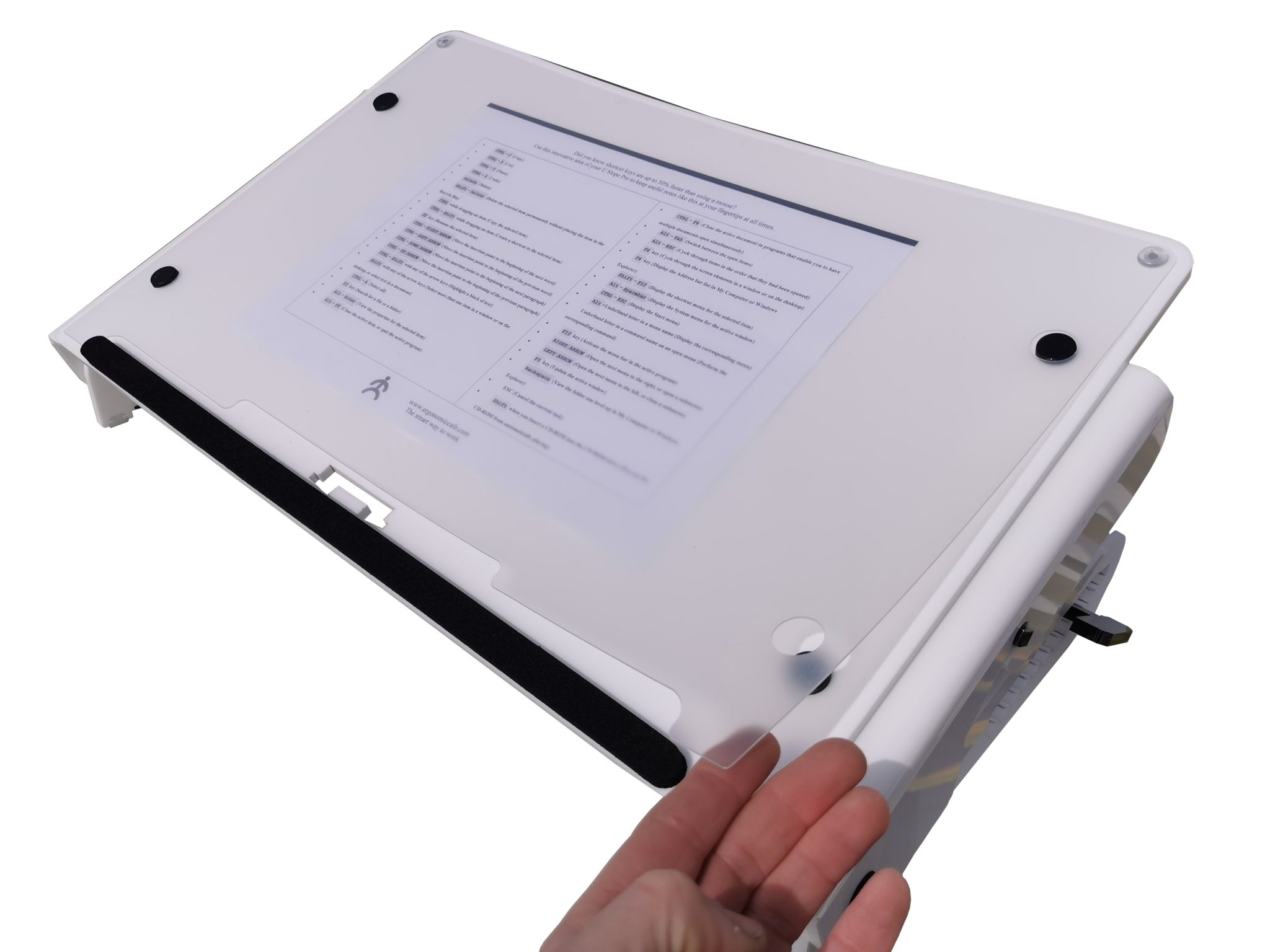 Ergonomic Café U Slope Pro with transparent document cover in use