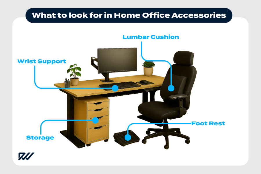 Home office accessories infographic