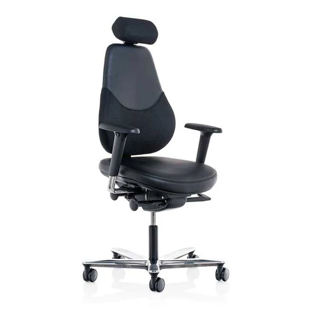 Orangebox flo high back ergonomic task chair with headrest, arms with 360 degree rotation