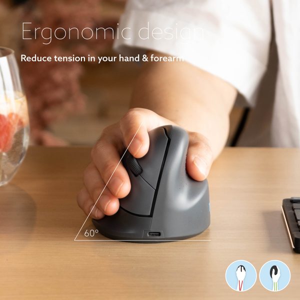 R-Go Basic Ergonomic Vertical Bluetooth Mouse Medium Right - Image 3