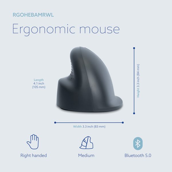 R-Go Basic Ergonomic Vertical Bluetooth Mouse Medium Right - Image 4