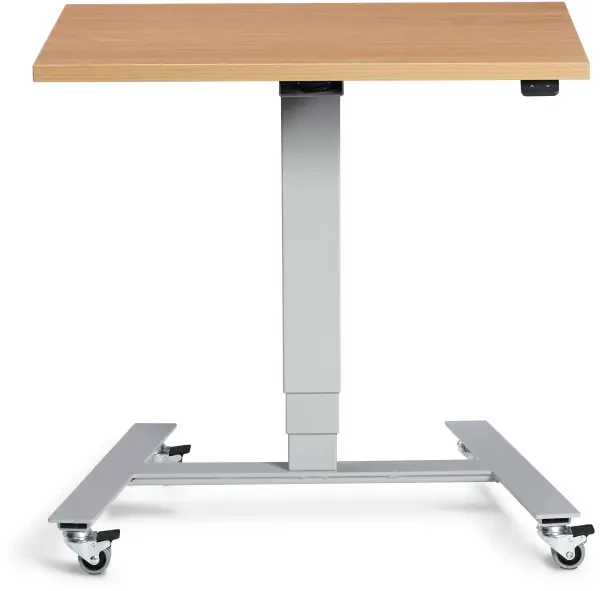 Flex 800x600mm electric height adjustable workstation, single motor, mfc top, silver fram, castors