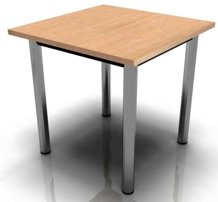 Harley Axis table square configuration with light wood top and chrome legs