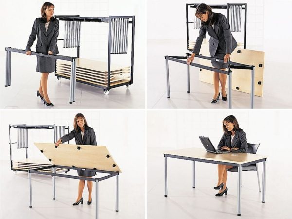 Axis rectangular table, mfc top, 4 leg frame in black - locking mechanism - Image 2