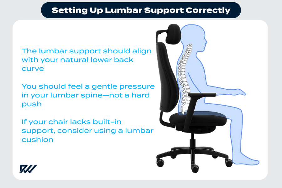 How to set up lumbar support correctly infographic