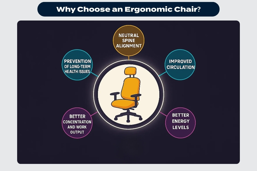 Why choose an ergonomic chair infographic