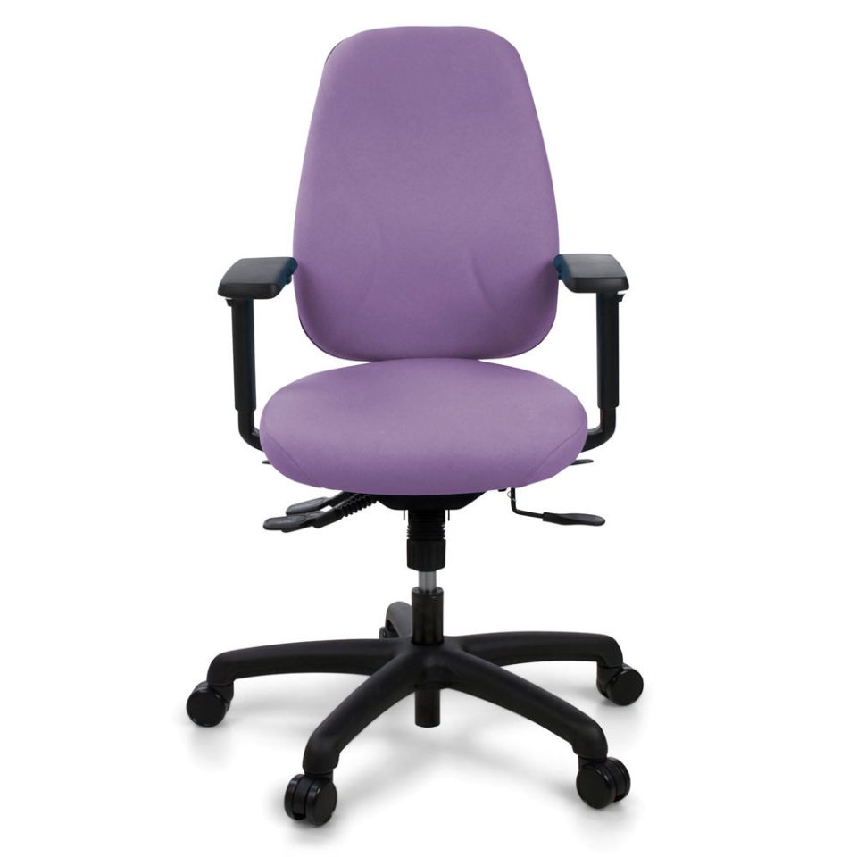 Opera 60-6 ergonomic chair front view showing high backrest adjustable arms and upholstered seat