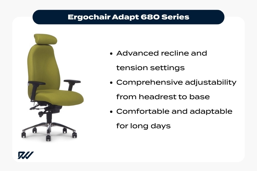 Ergochair Adapt 680 Series ergonomic office chair with advanced recline and full adjustability