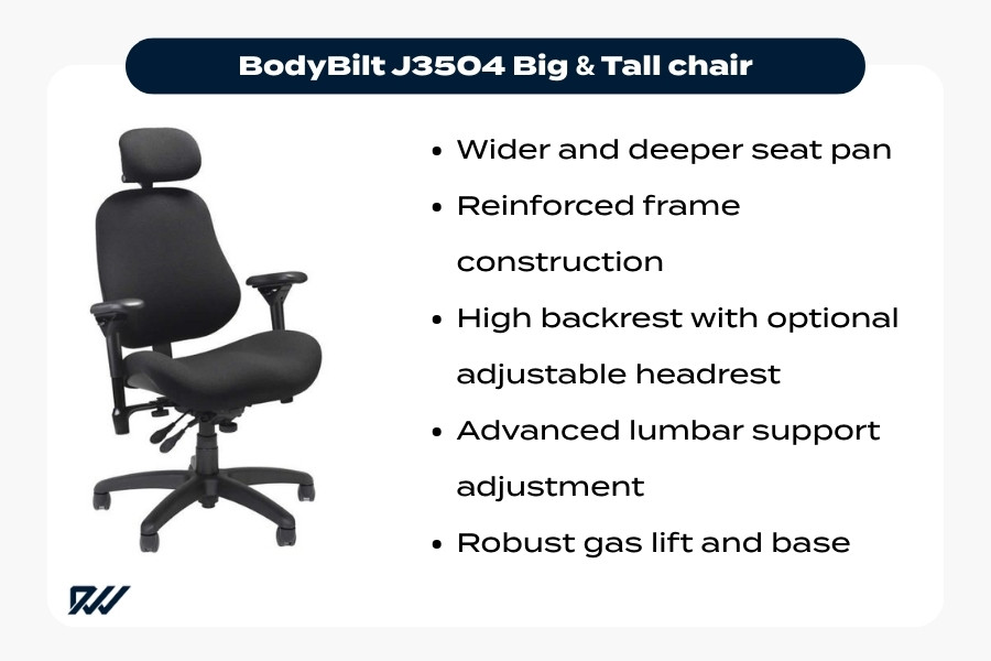 BodyBilt J3504 Big and Tall ergonomic office chair with reinforced frame and high backrest