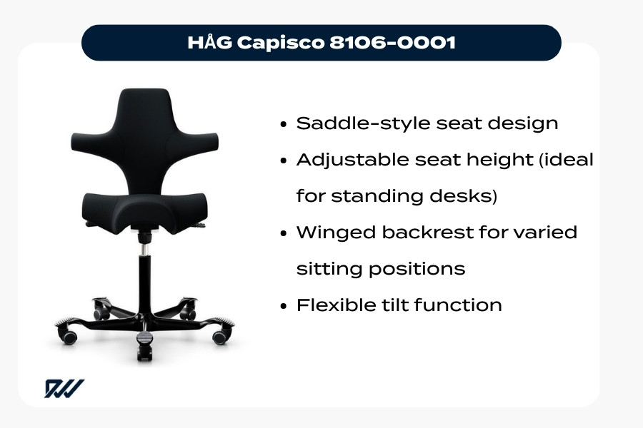 HÅG Capisco 8106 saddle ergonomic chair with adjustable height for standing desks