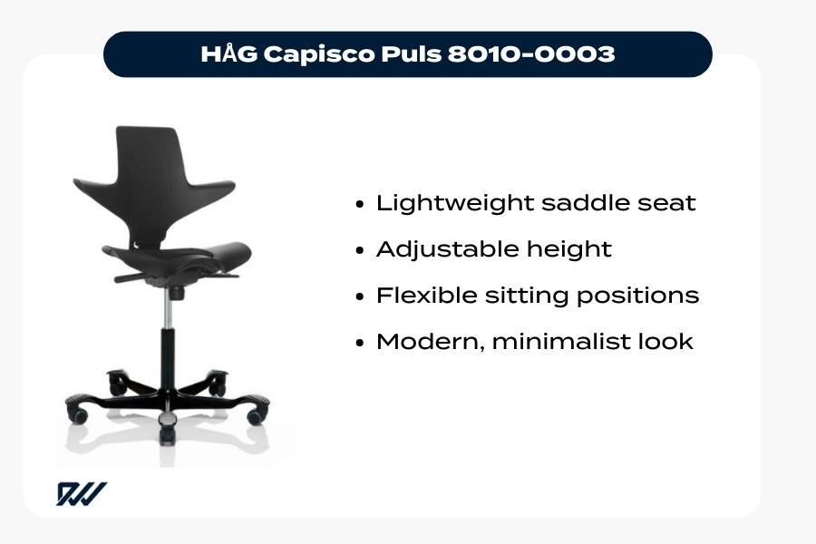 HÅG Capisco Puls 8010 saddle office chair with adjustable height and lightweight design