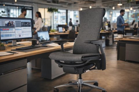 Ergonomic office chair designed for long workdays in a modern office environment