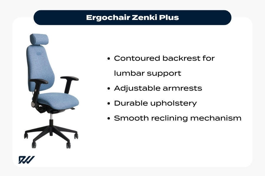 Ergochair Zenki Plus ergonomic office chair with contoured lumbar support and adjustable armrests