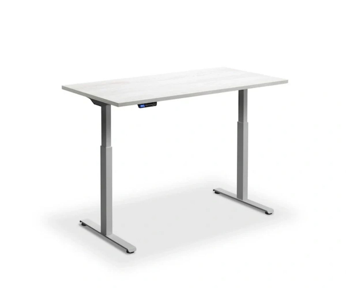 RUSA dual motor height adjustable electric desk 1600mm x 800mm Silver Frame & White Top