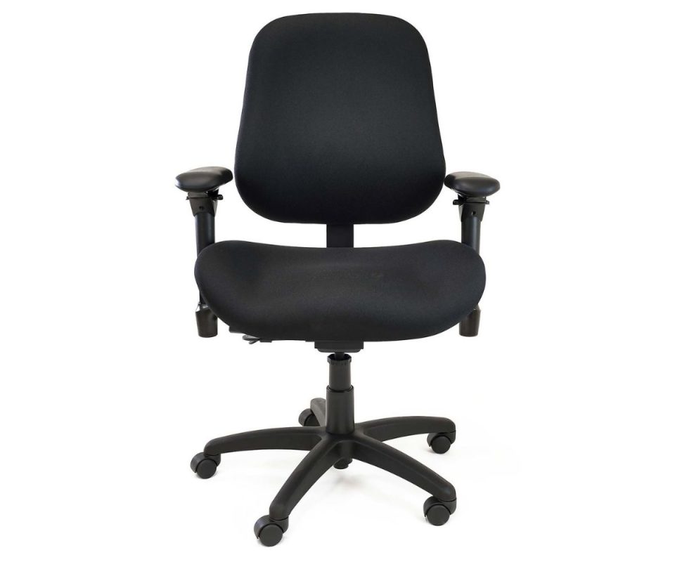 BodyBilt J2504 ergonomic office chair front view with padded seat, adjustable armrests and five star base