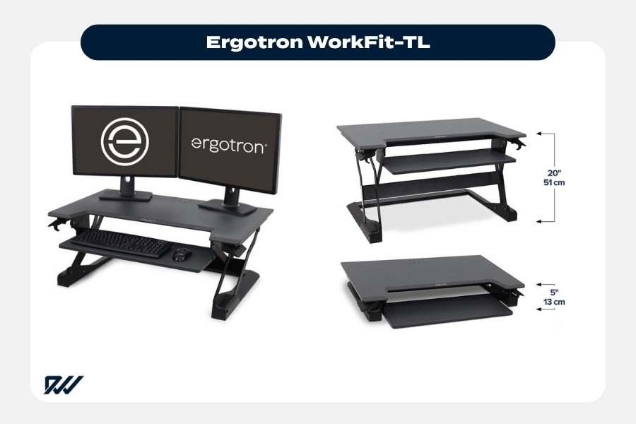 Ergotron WorkFit-TL Desk Converter – Dual Monitor Sit-Stand Workstation