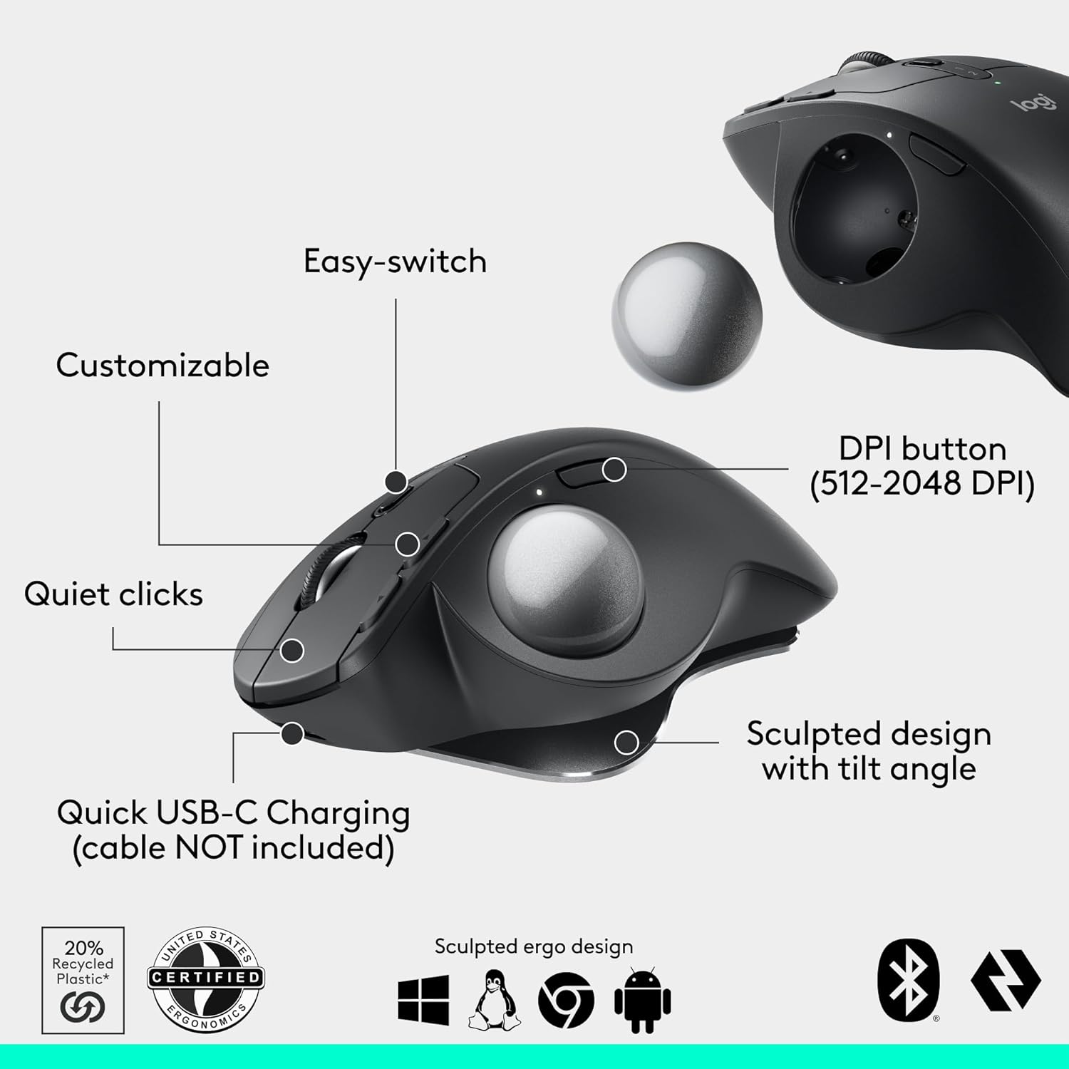Logitech MX Ergo S Trackball Wireless Mouse - Image 2
