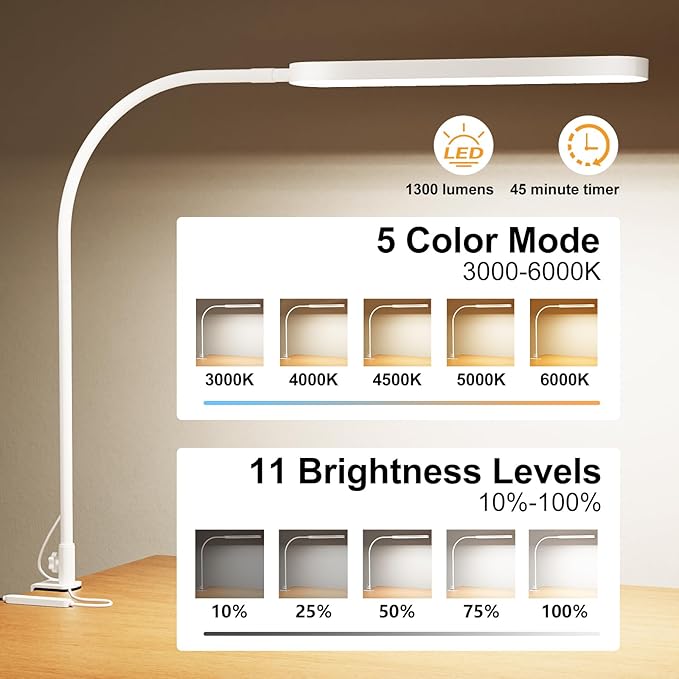 SKYLEO LED Desk Lamp with Gooseneck - Image 3