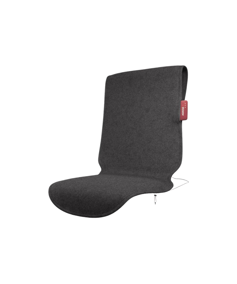 Big Hug³ Original Stoov wireless heated seat cushion with integrated back support on transparent background
