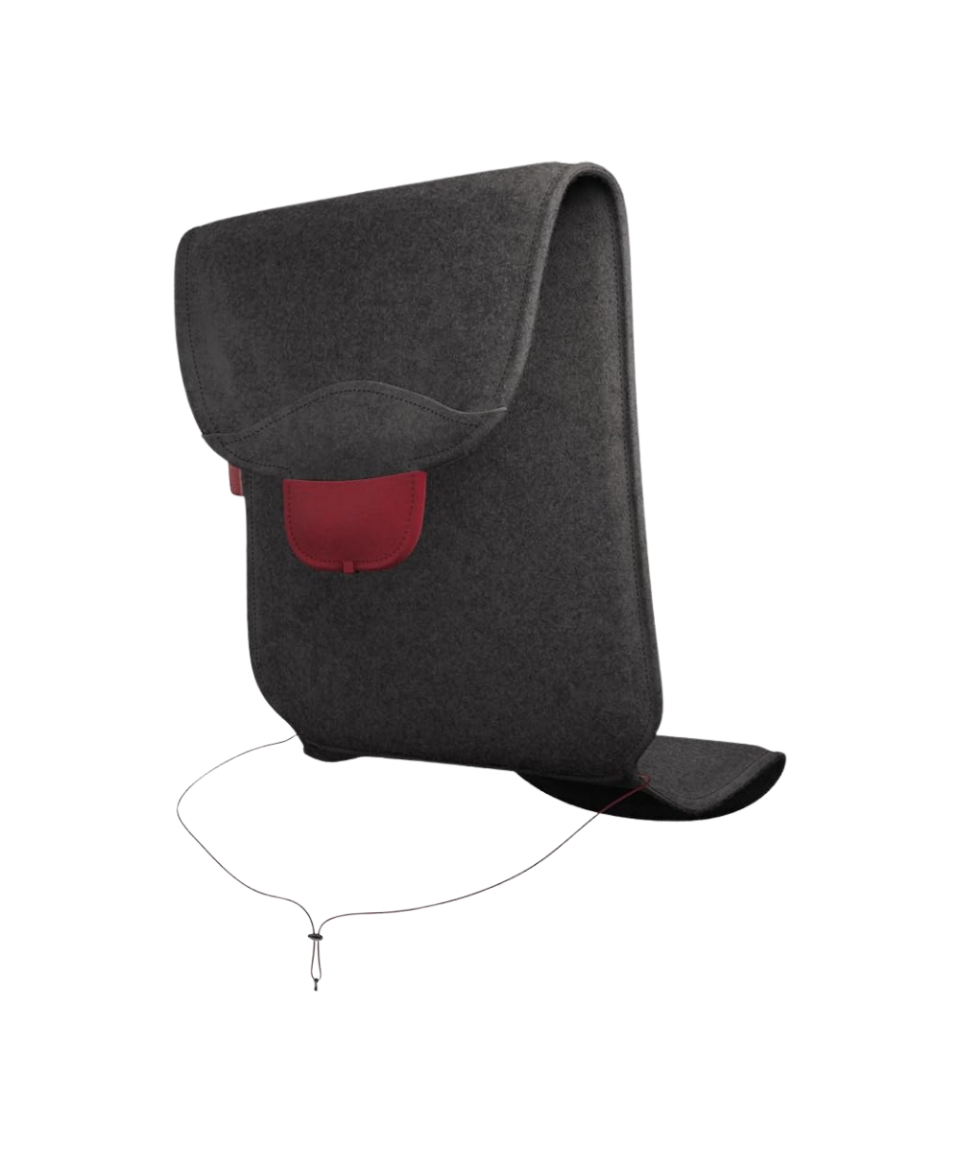 Big Hug³ Original Stoov portable heated seat cushion folded for transport with integrated storage closure