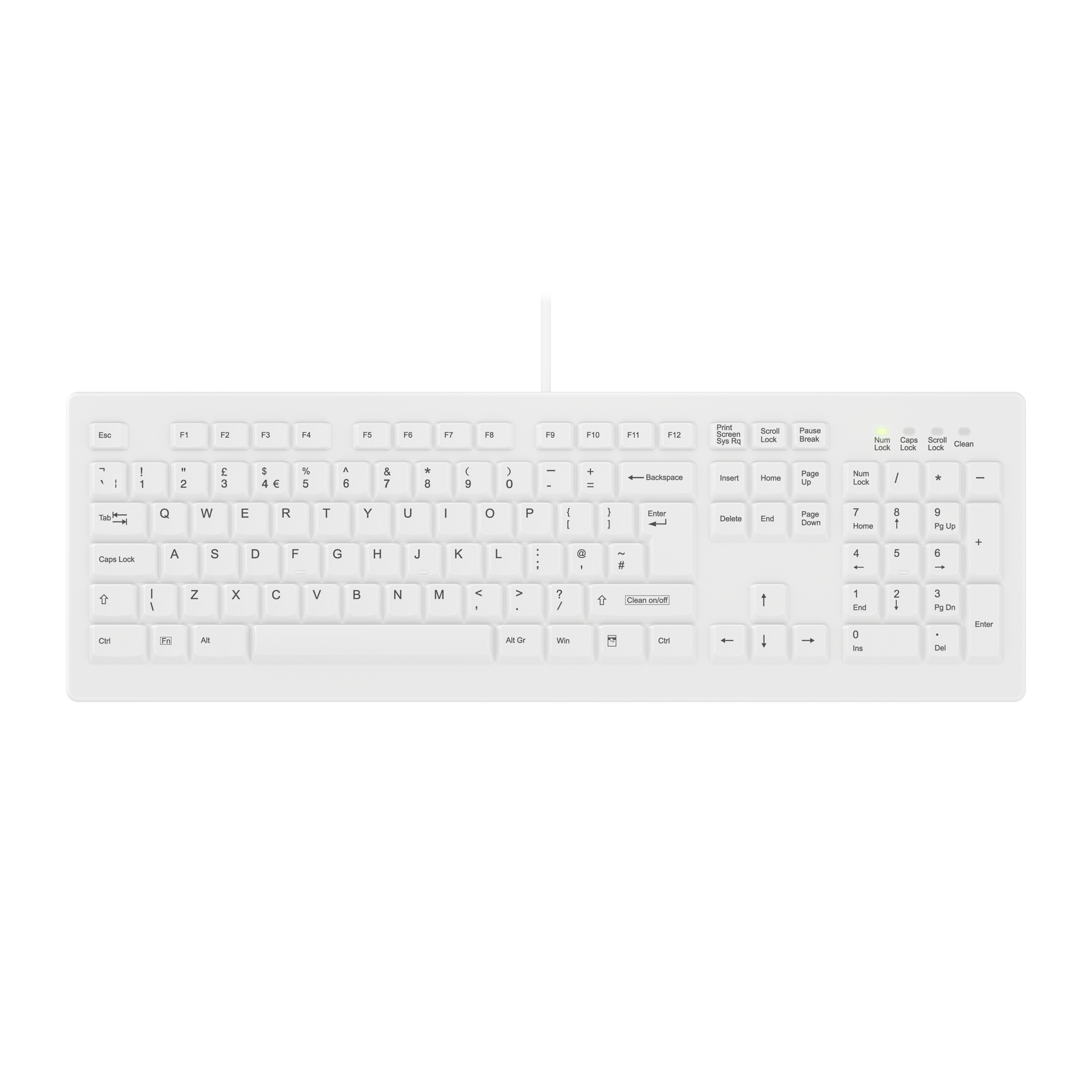 Contour Active Key ClassicClean Medical Keyboard IP68 Full-Size Wired White UK C8100 - Image 2