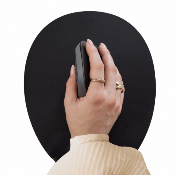 Bakker Elkhuizen PRF Pro 3-Mode Vertical Mouse Right Handed being used on a black mouse mat.