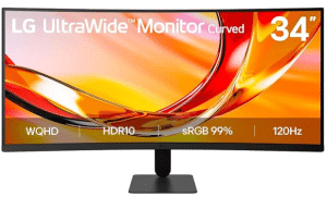 LG UltraWide Monitor 34U601B-B, 34 inch Curved UWQHD 1440p, 120Hz w/VRR, VA, 5ms, FreeSync Premium
